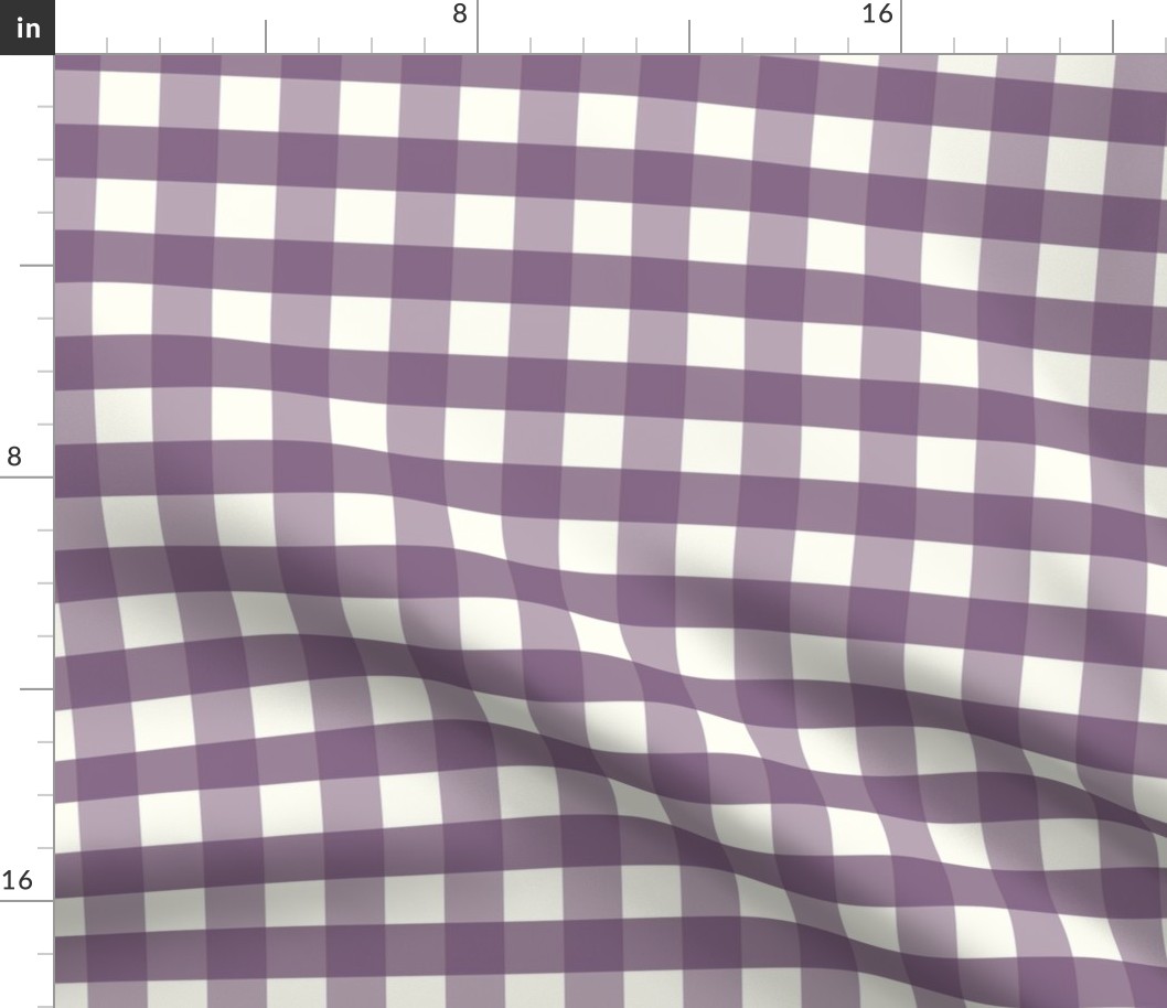 1 inch Large Purple gingham check - Soft dusty purple cottagecore country plaid - perfect for wallpaper bedding tablecloth kopi