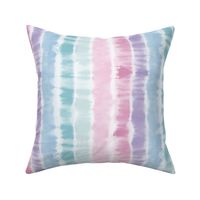 (M) Tie dye shibori, vertical stripes in pastel pink, purple and teal