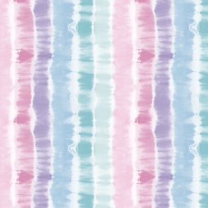 (M) Tie dye shibori, vertical stripes in pastel pink, purple and teal