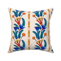 Egyptian Floral Stripes Blue