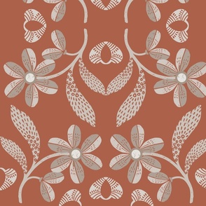 Large Floral Hero_Rust, Brown and Cream