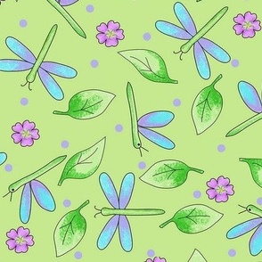 Dragonflies and Leaves Large 12"