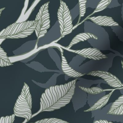 Hand Drawn Elm Branches in Mega  Matter Color Palette (large scale)