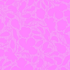 large-Monochrome cold plum pink loose florals embossed on tiny chevron textured background