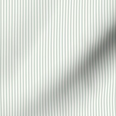 Beefy Pinstripe: Pastel Green & White Tiny Stripe, Thin Stripe