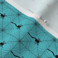 Black Cobwebs and Hanging Spiders-Aqua