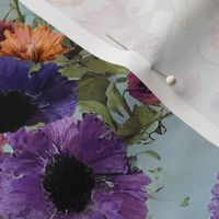 climbing felicity: moody florals, wildflowers, painterly floral, purple floral wallpaper