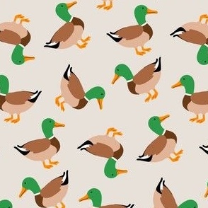 Mallard ducks on tan SMALL