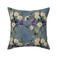 climbing isabella: moody florals, wildflowers, painterly floral, purple floral wallpaper
