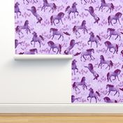 Prancing Unicorns on Light Purple (large scale)