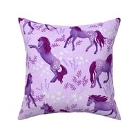 Prancing Unicorns on Light Purple (large scale)