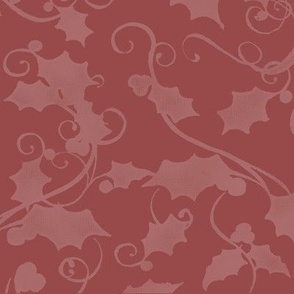 26" Christmas Damask Leaf Swirl in Rose Pink and Mauve by Audrey Jeanne