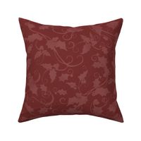 26" Christmas Damask Leaf Swirl in Wine and Pink by Audrey Jeanne