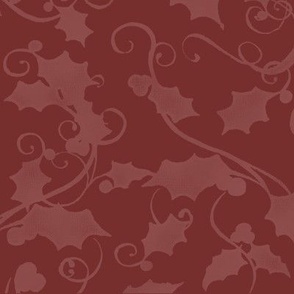 26" Christmas Damask Leaf Swirl in Wine and Pink by Audrey Jeanne