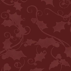 26" Christmas Damask Leaf Swirl in Burgundy and Winek by Audrey Jeanne