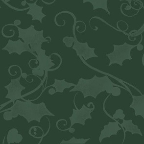 26" Christmas Damask Leaf Swirl in Forest Green by Audrey Jeanne