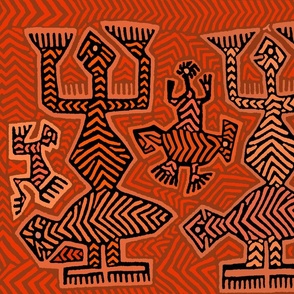 Shaman Spirits Ritual Dance - Mono DC - Large Scale - Design 15357436 - Orange
