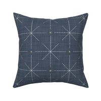 Geometric Constellations - Sashiko Denim Blue Stars
