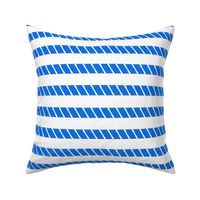 Blue and White Nautical Broken Stripes Textured 1 inch