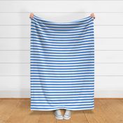 Blue and White Nautical Broken Stripes Textured 1 inch