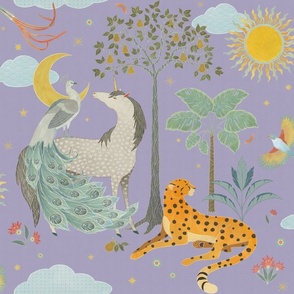 Unicorn and Cheetah on Lavender 