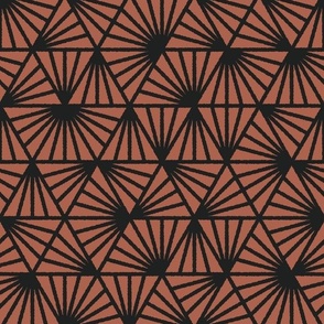 Early Dusk, black on brown (Medium) – geometric triangles and textural lines