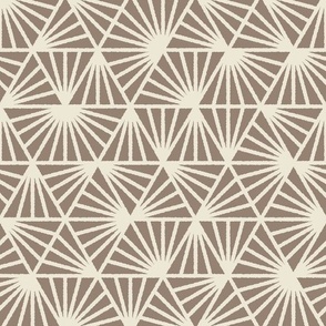 Early Dusk, cream on taupe (Medium) – geometric triangles and textural lines