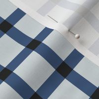 Windowpane Check, blue and black on eggshell (Medium) – checkerboard lines and squares