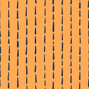 Blue Stitch Lines on Orange Background 