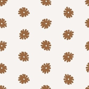 copper brown floowers polka dots on light