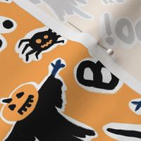 Halloween Scarecrow Boo Print in Orange & Black