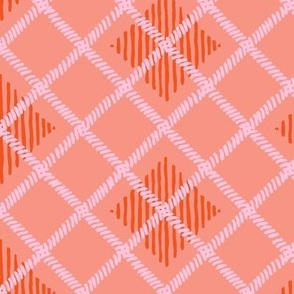 Grand millennial plaid coral (LARGE)