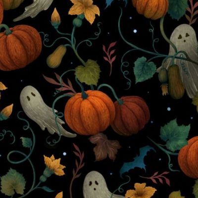Pumpkin Ghost - Whimsy Magical Autumn Vines with Spooky Ghosts