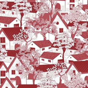 French Country Houses Red large scale 24''