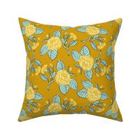 French provencal chintz roses yellow