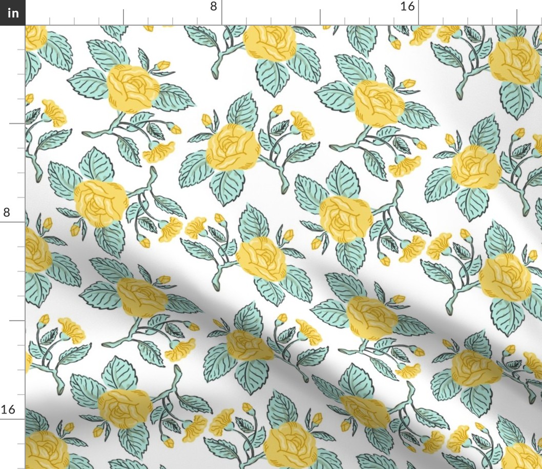 Chintz roses yellow/ white (LARGE)