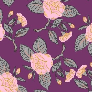 Chintz roses pink/ purple