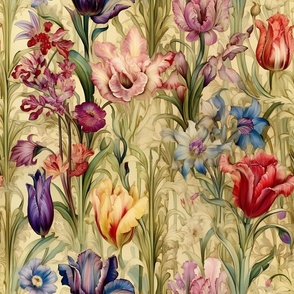 Pretty Floral Blooms Botanicals Flowers Fabric Wallpaper Home Decor Multicolor