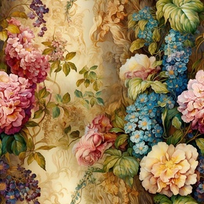 Pretty Bold Vibrant Neutral Blooms Flowers Fabric Fabrics Wallpaper Wallpapers Home Decor
