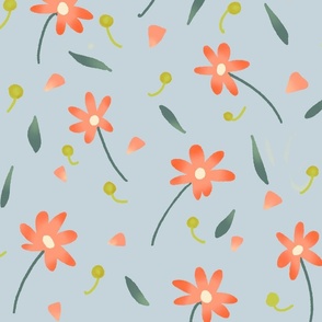 Spring - Flowers and Seeds // orange blue // large scale