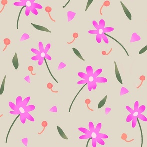 Spring - Flowers and  Seeds // taupe pink //large_scale
