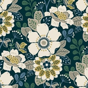Rustic Flowers Fabric, Wallpaper and Home Decor