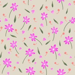 Spring - Flowers and Seeds // taupe pink // medium scale