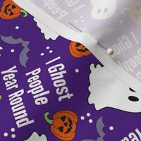 Medium Scale I Ghost People Year Round Funny Halloween Ghosts Pumpkins Bats on Purple