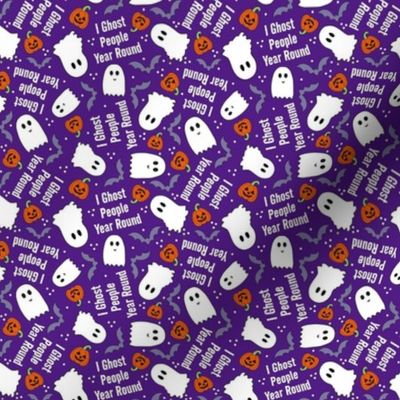 Small-Medium Scale I Ghost People Year Round Funny Halloween Ghosts Pumpkins Bats on Purple