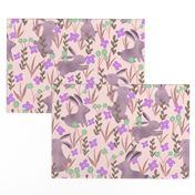 Spring - Rabbits and Flowers // rosé lilac // medium scale