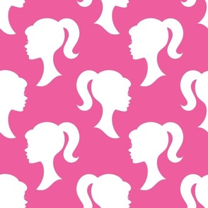 Large Scale Girl Silhouettes White on Hot Pink