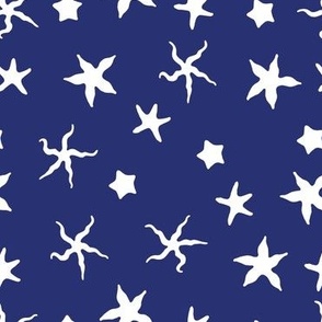 White Starfish Dark Blue - Large