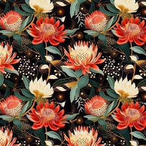 Vibrant Protea Floral - Bold Fabric & Wallpaper Design