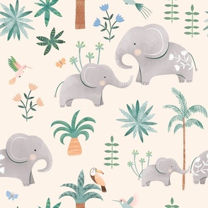 Cute elephants jungle